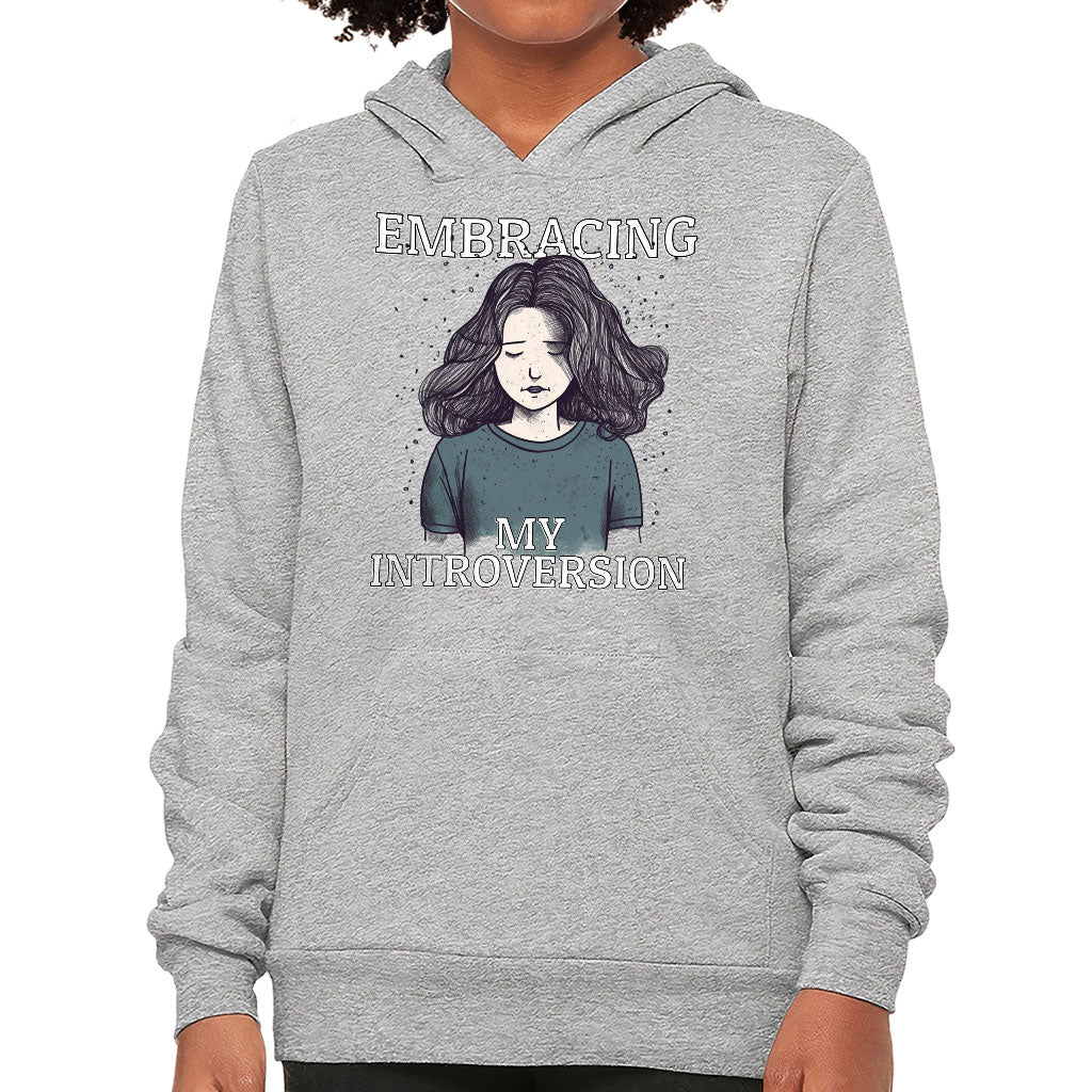 Embracing My Introversion Kids' Sponge Fleece Hoodie - Cute Print Kids' Hoodie - Printed Hoodie for Kids