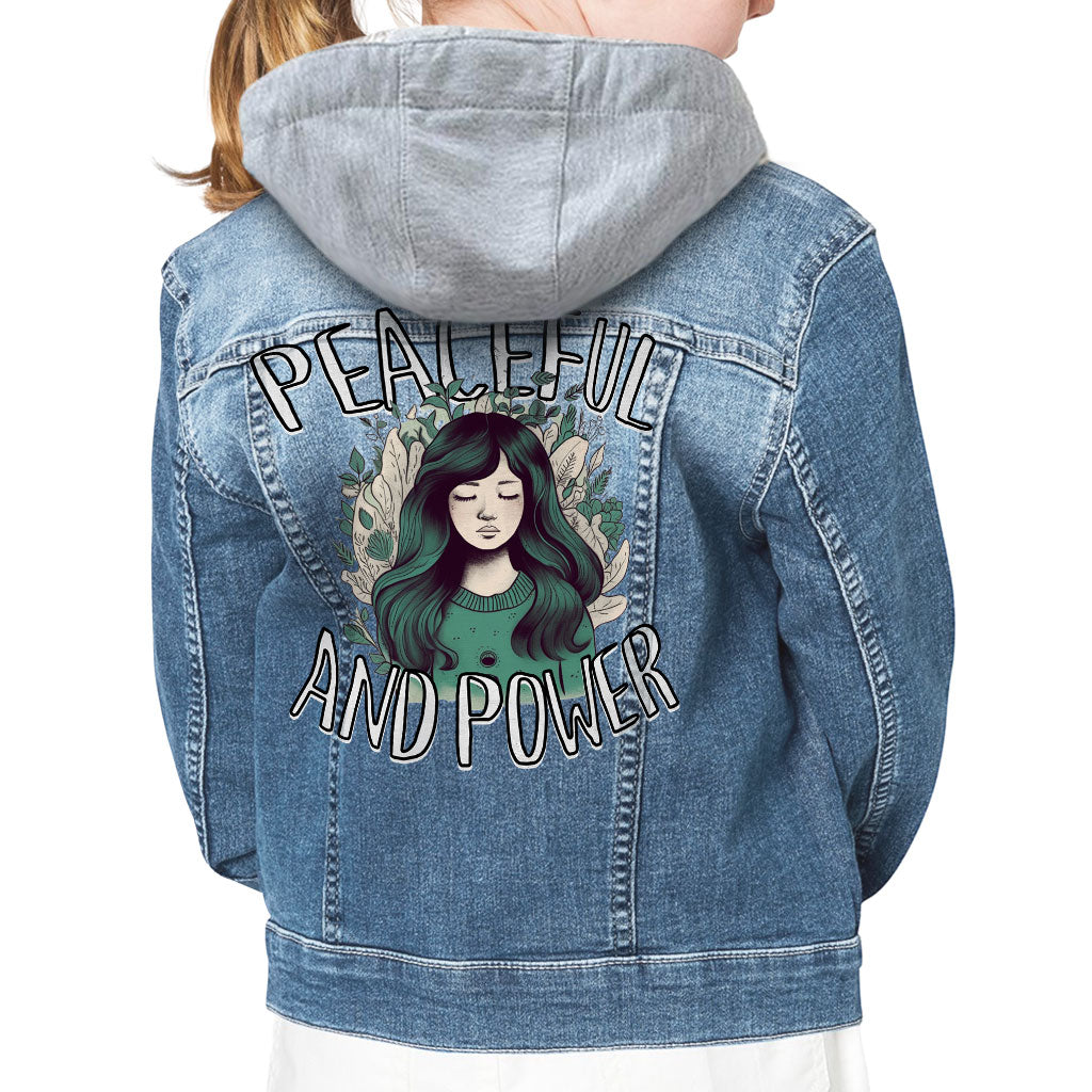 Power Hooded Denim Jacket for Kids - Beautiful Jean Jacket - Unique Denim Jacket for Kids