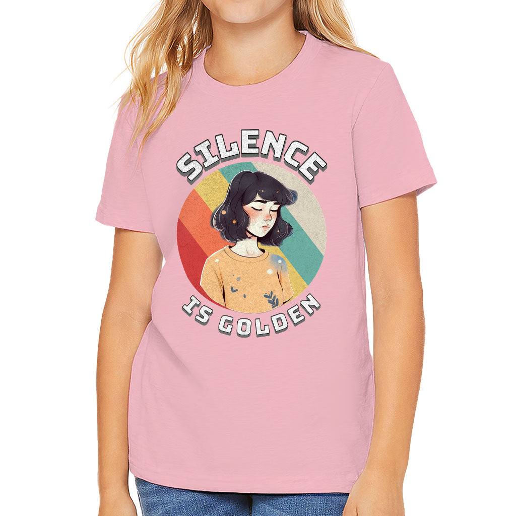 Silence Is Golden Kids' T-Shirt - Girl Print T-Shirt - Colorful Tee Shirt for Kids