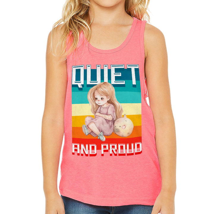 Quiet and Proud Kids' Jersey Tank - Cute Girl Sleeveless T-Shirt - Printed Kids' Tank Top