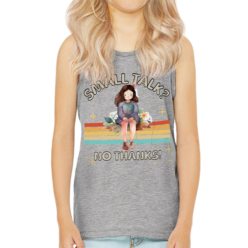No Small Talk Kids' Jersey Tank - Shy Girl Sleeveless T-Shirt - Art Kids' Tank Top