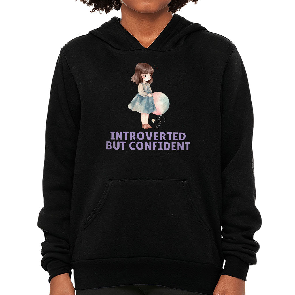 Introverted but Confident Kids' Sponge Fleece Hoodie - Little Girl Kids' Hoodie - Graphic Hoodie for Kids