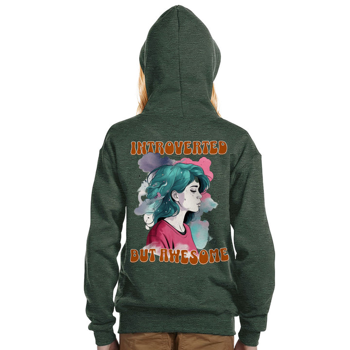 Introverted but Awesome Kids' Full-Zip Hoodie - Watercolor Hooded Sweatshirt - Graphic Kids' Hoodie