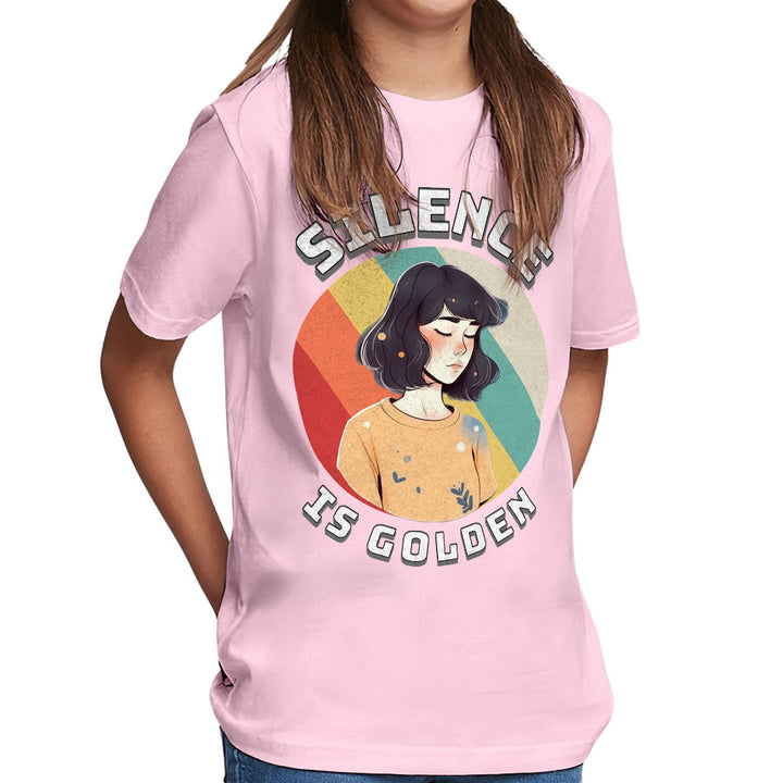 Silence Is Golden Kids' Classic Fit T-Shirt - Girl Print T-Shirt - Colorful Classic Fit Tee