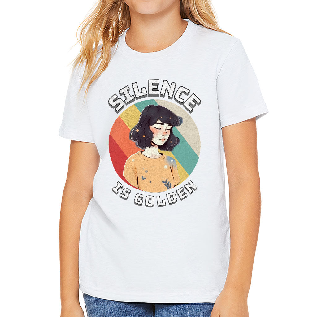 Silence Is Golden Kids' T-Shirt - Girl Print T-Shirt - Colorful Tee Shirt for Kids