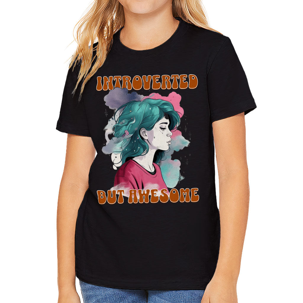 Introverted but Awesome Kids' T-Shirt - Watercolor T-Shirt - Graphic Tee Shirt for Kids