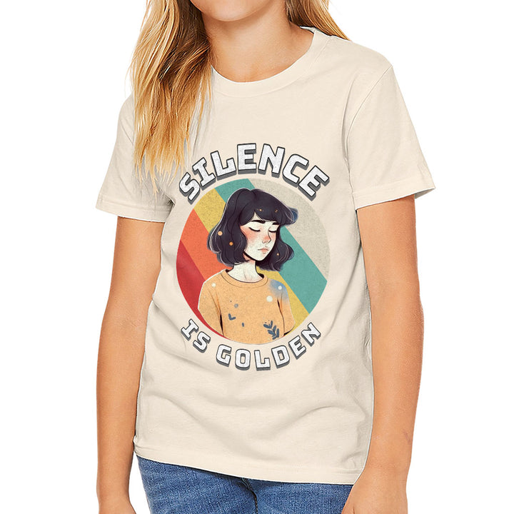 Silence Is Golden Kids' T-Shirt - Girl Print T-Shirt - Colorful Tee Shirt for Kids