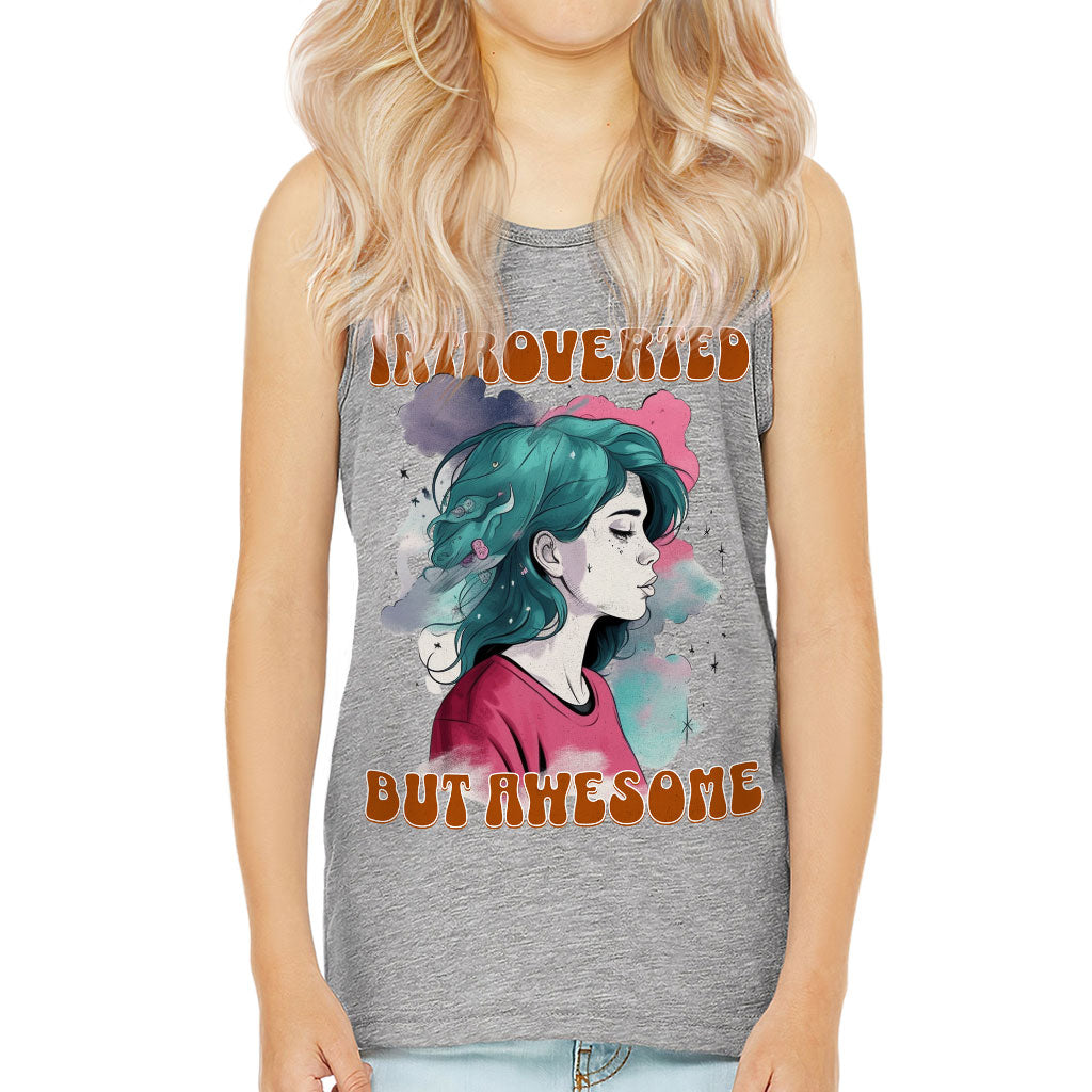 Introverted but Awesome Kids' Jersey Tank - Watercolor Sleeveless T-Shirt - Graphic Kids' Tank Top
