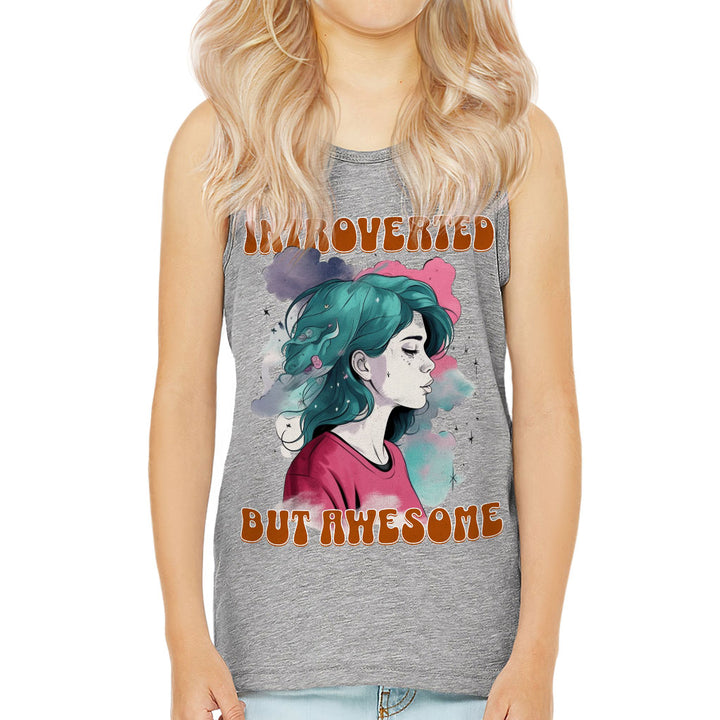 Introverted but Awesome Kids' Jersey Tank - Watercolor Sleeveless T-Shirt - Graphic Kids' Tank Top