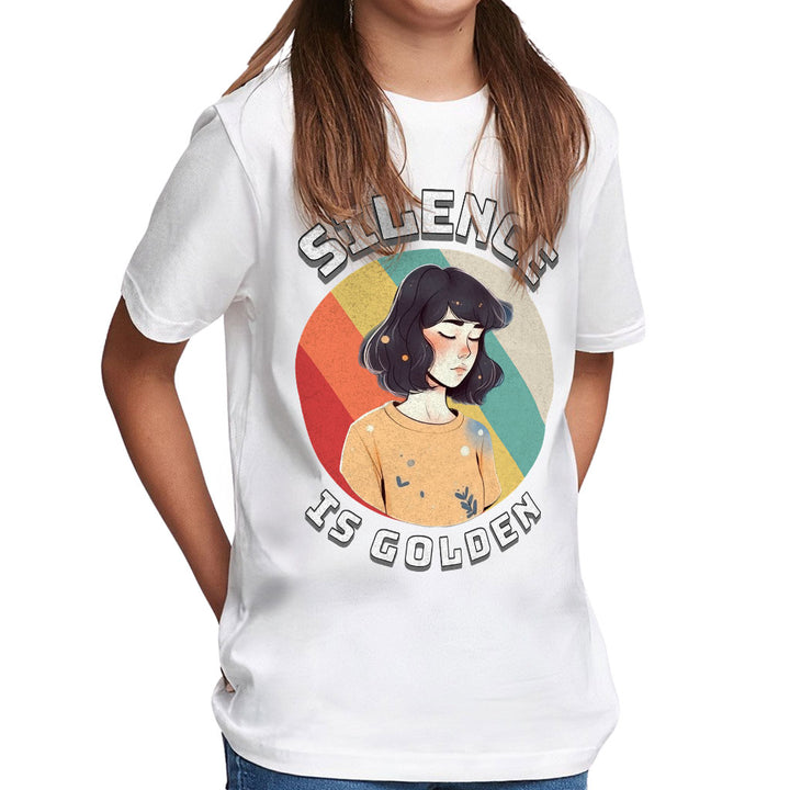 Silence Is Golden Kids' Classic Fit T-Shirt - Girl Print T-Shirt - Colorful Classic Fit Tee