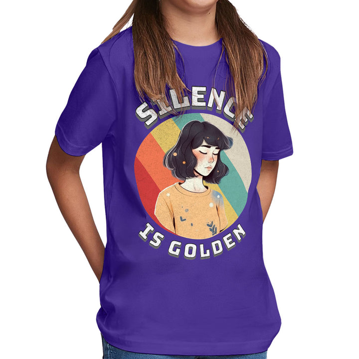 Silence Is Golden Kids' Classic Fit T-Shirt - Girl Print T-Shirt - Colorful Classic Fit Tee