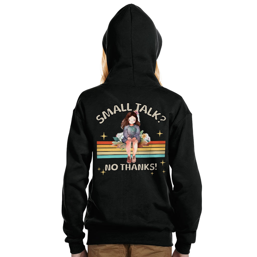 No Small Talk Kids' Full-Zip Hoodie - Shy Girl Hooded Sweatshirt - Art Kids' Hoodie