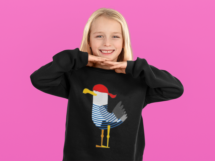Bird Pirate Kids' Raglan Sweatshirt - Cool Sponge Fleece Sweatshirt - Printed Sweatshirt