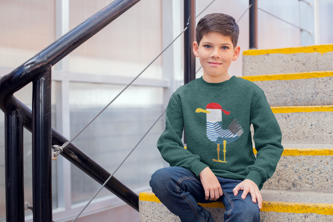 Bird Pirate Kids' Raglan Sweatshirt - Cool Sponge Fleece Sweatshirt - Printed Sweatshirt