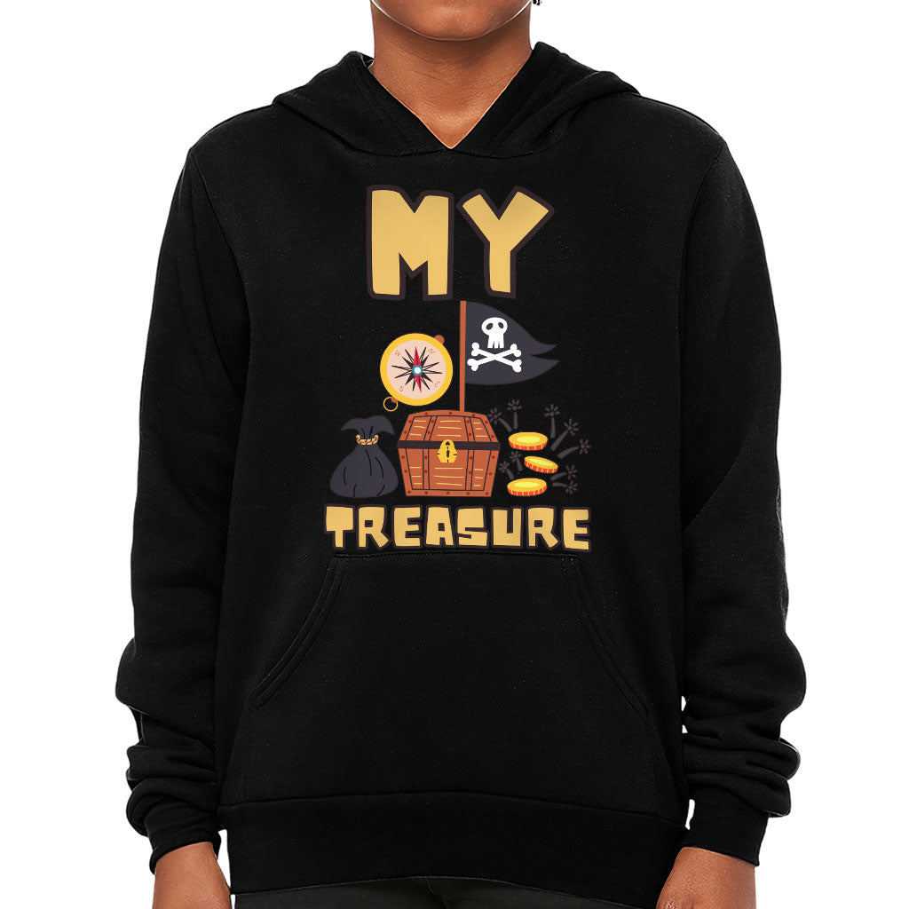 My Treasure Kids' Sponge Fleece Hoodie - Pirate Design Kids' Hoodie - Colorful Hoodie for Kids