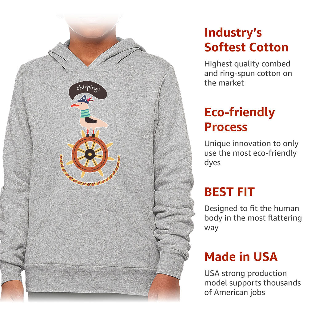 Sea Ship Themed Kids' Sponge Fleece Hoodie - Bird Kids' Hoodie - Printed Hoodie for Kids