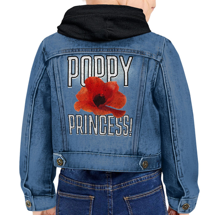 Poppy Princess Toddler Hooded Denim Jacket - Cute Jean Jacket - Themed Denim Jacket for Kids