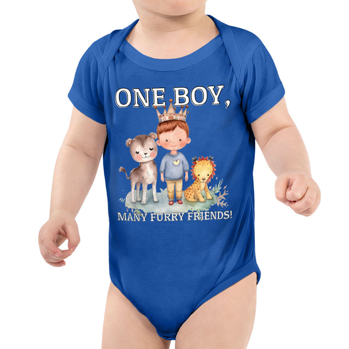 Many Furry Friends Baby Jersey Onesie - Animal Lover Baby Bodysuit - Graphic Baby One-Piece