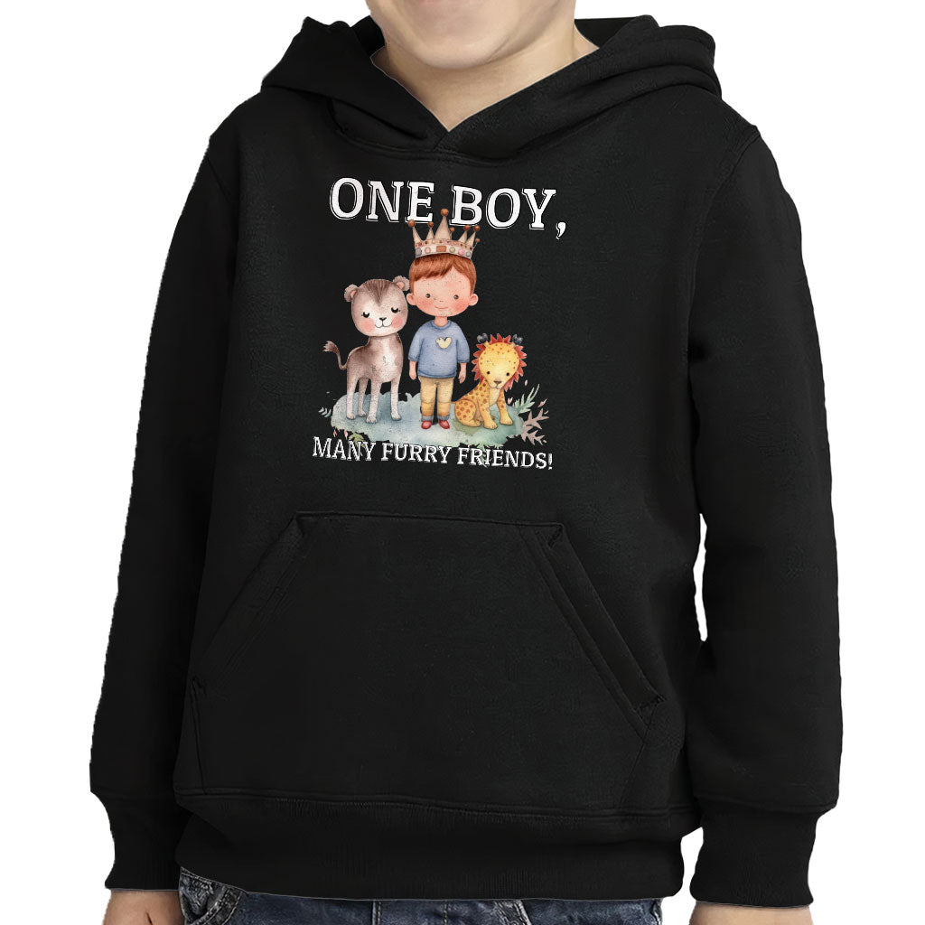 Many Furry Friends Toddler Pullover Hoodie - Animal Lover Sponge Fleece Hoodie - Graphic Hoodie for Kids
