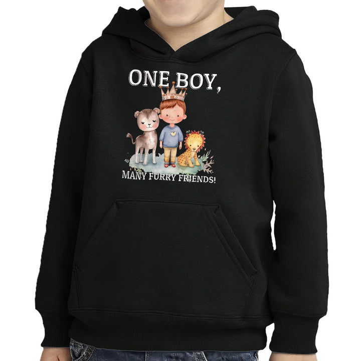 Many Furry Friends Toddler Pullover Hoodie - Animal Lover Sponge Fleece Hoodie - Graphic Hoodie for Kids