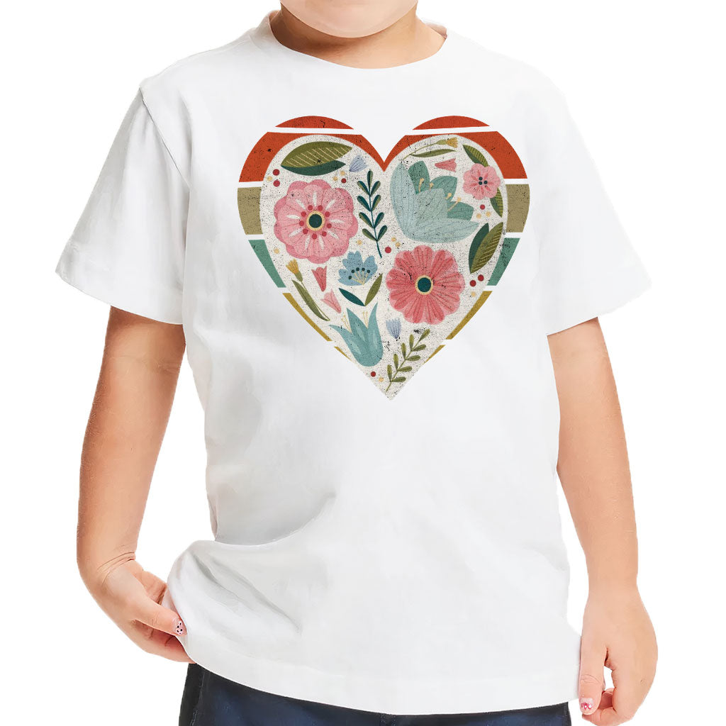 Flower Heart Toddler T-Shirt - Colorful Kids' T-Shirt - Printed Tee Shirt for Toddler