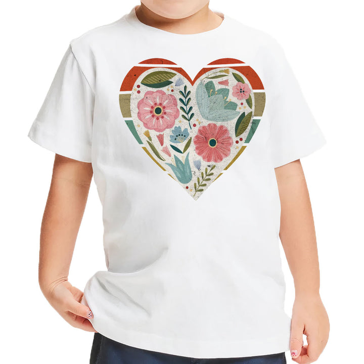 Flower Heart Toddler T-Shirt - Colorful Kids' T-Shirt - Printed Tee Shirt for Toddler