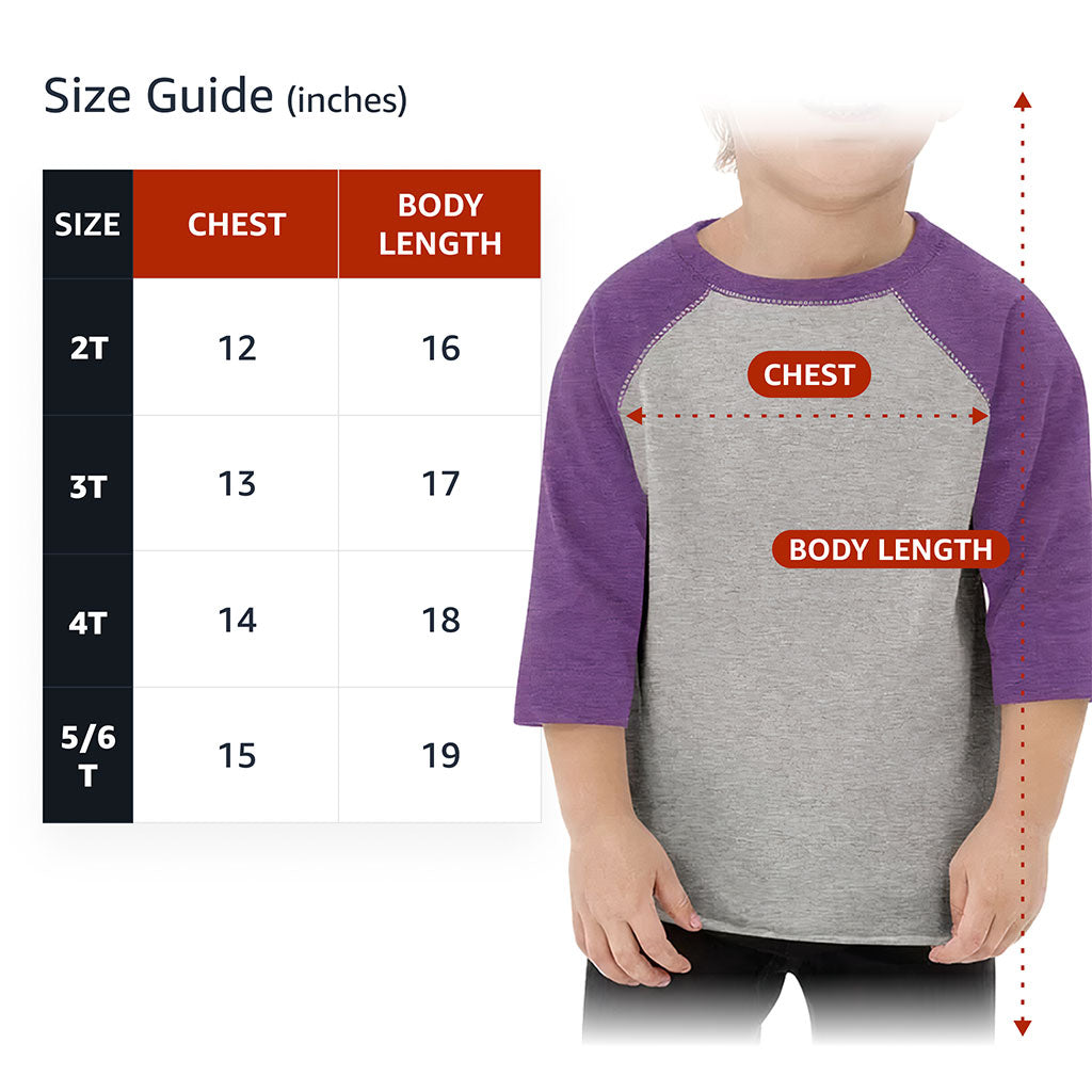 Rosebud Rebel Toddler Baseball T-Shirt - Cute 3/4 Sleeve T-Shirt - Flower Themed Kids' Baseball Tee