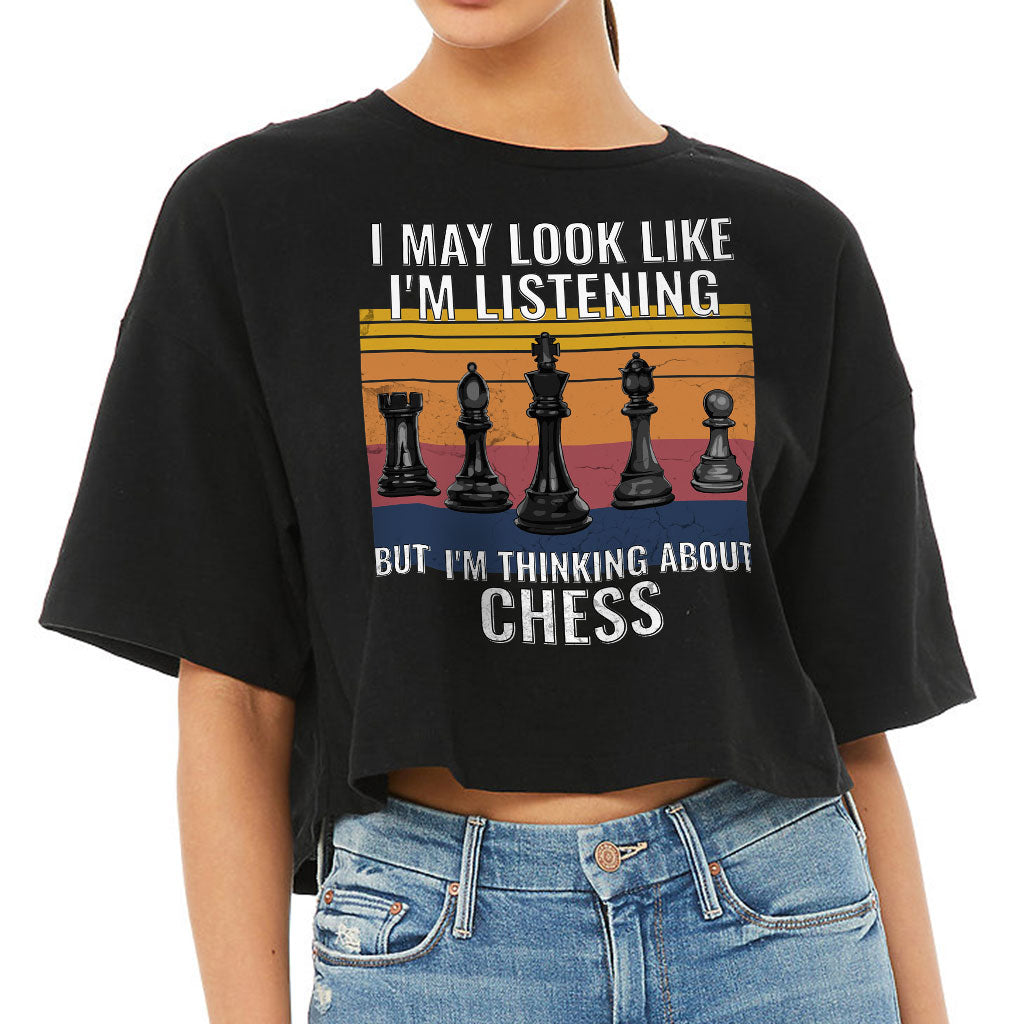 Chess Women's Crop Tee Shirt - Bright Cropped T-Shirt - Colorful Crop Top