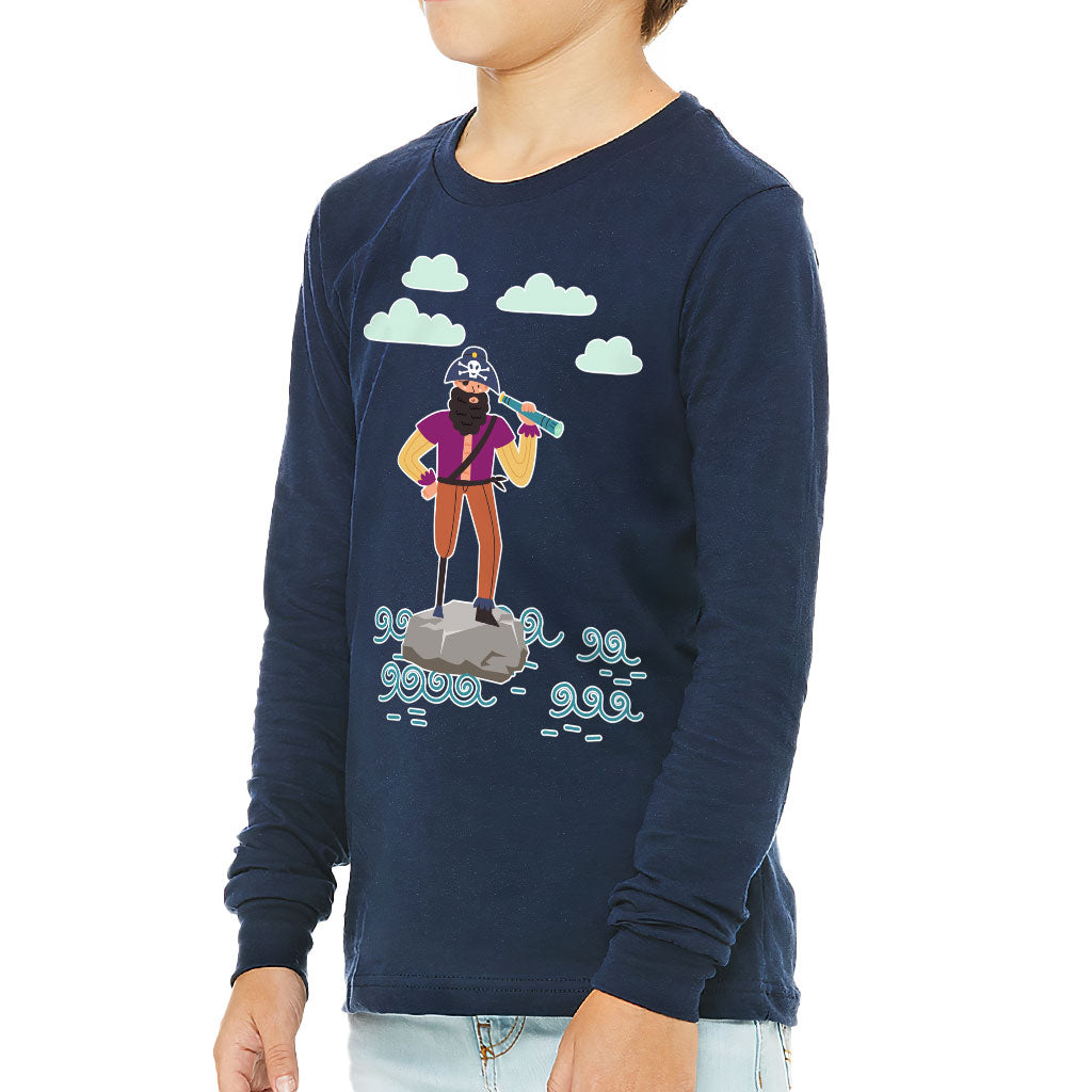 Cute Pirate Kids' Long Sleeve T-Shirt - Flag T-Shirt - Graphic Long Sleeve Tee