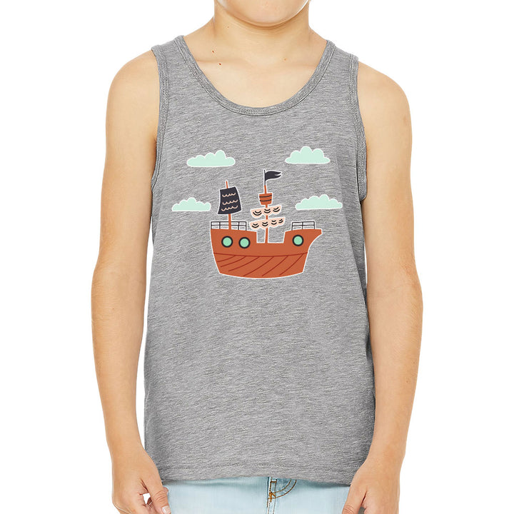 Pirate Ship Kids' Jersey Tank - Themed Sleeveless T-Shirt - Bright Art Kids' Tank Top
