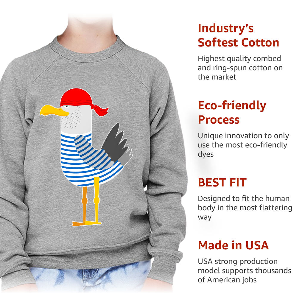 Bird Pirate Kids' Raglan Sweatshirt - Cool Sponge Fleece Sweatshirt - Printed Sweatshirt