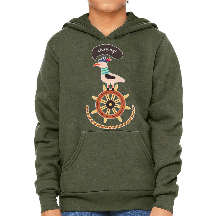 Sea Ship Themed Kids' Sponge Fleece Hoodie - Bird Kids' Hoodie - Printed Hoodie for Kids