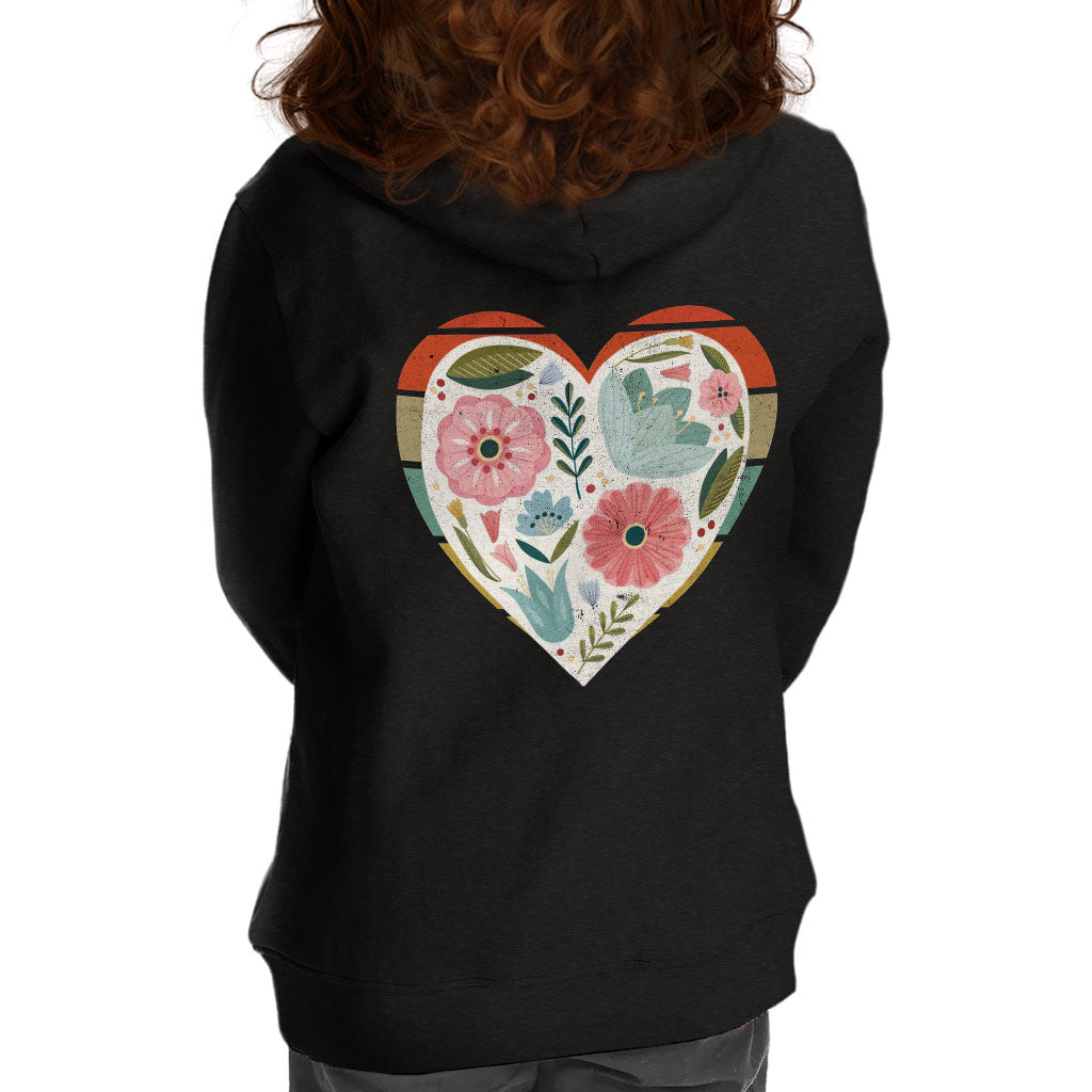 Flower Heart Toddler Full-Zip Hoodie - Colorful Toddler Hoodie - Printed Kids' Hoodie