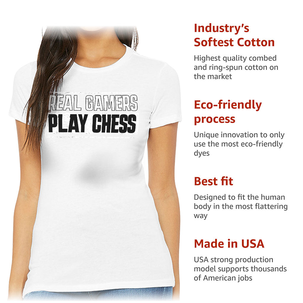 Real Gamers Slim Fit T-Shirt - Word Graphic Women's T-Shirt - Graphic Slim Fit Tee