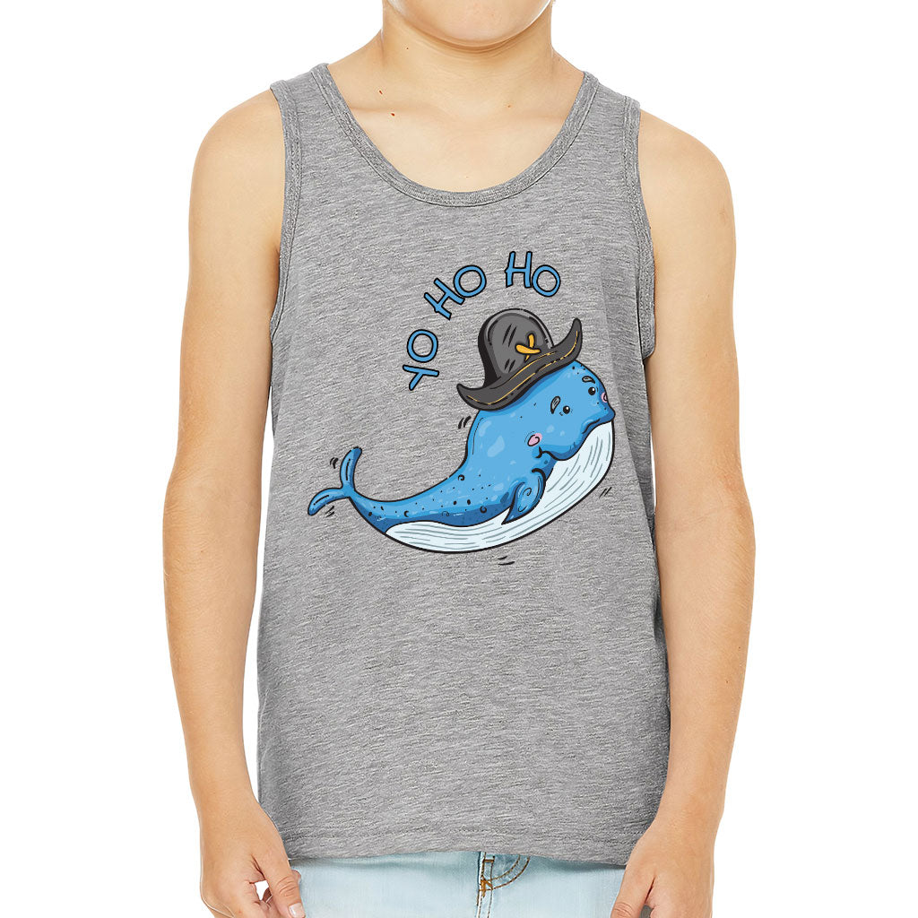 Whale Print Kids' Jersey Tank - Yo Ho Ho Sleeveless T-Shirt - Graphic Kids' Tank Top