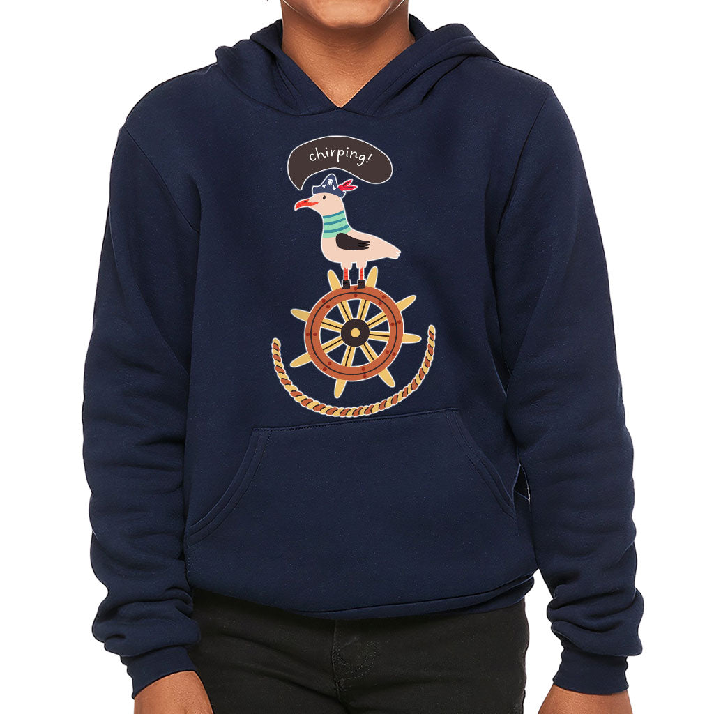 Sea Ship Themed Kids' Sponge Fleece Hoodie - Bird Kids' Hoodie - Printed Hoodie for Kids