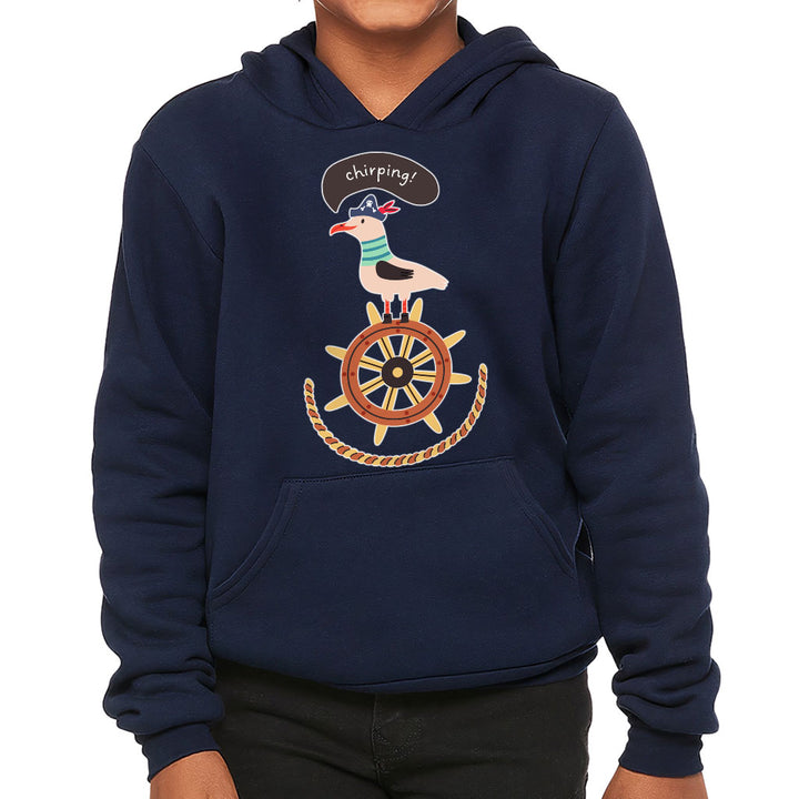 Sea Ship Themed Kids' Sponge Fleece Hoodie - Bird Kids' Hoodie - Printed Hoodie for Kids