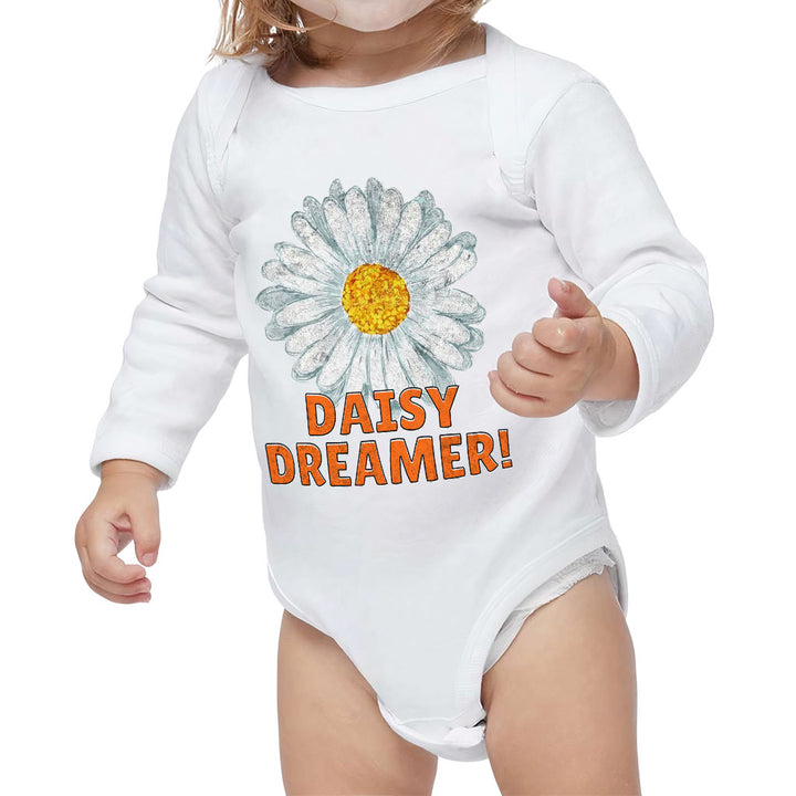 Daisy Dreamer Baby Long Sleeve Onesie - Minimalistic Baby Long Sleeve Bodysuit - Printed Baby One-Piece