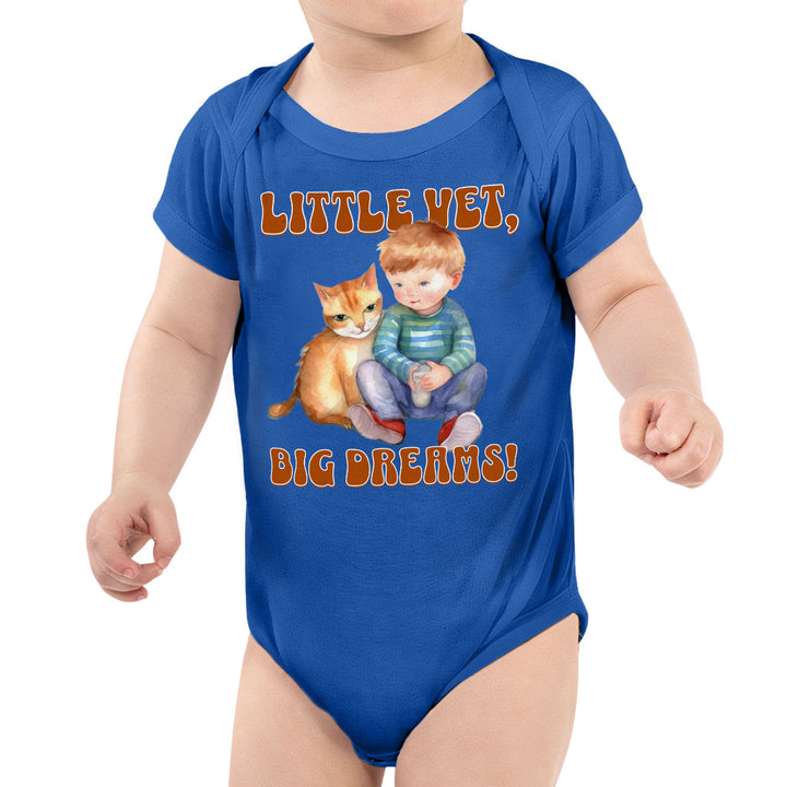 Little Vet Big Dream Baby Jersey Onesie - Cat Baby Bodysuit - Animal Lover Baby One-Piece