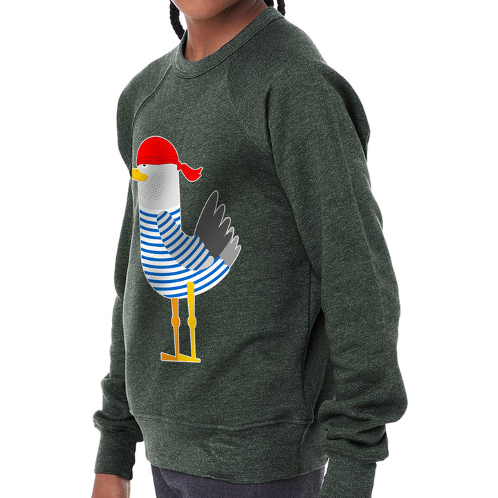 Bird Pirate Kids' Raglan Sweatshirt - Cool Sponge Fleece Sweatshirt - Printed Sweatshirt