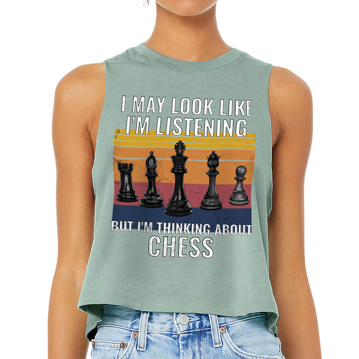 Chess Racerback Cropped Tank - Bright Women's Tank - Colorful Tank Top