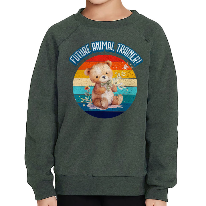 Future Animal Trainer Toddler Raglan Sweatshirt - Teddy Bear Sponge Fleece Sweatshirt - Printed Kids' Sweatshirt