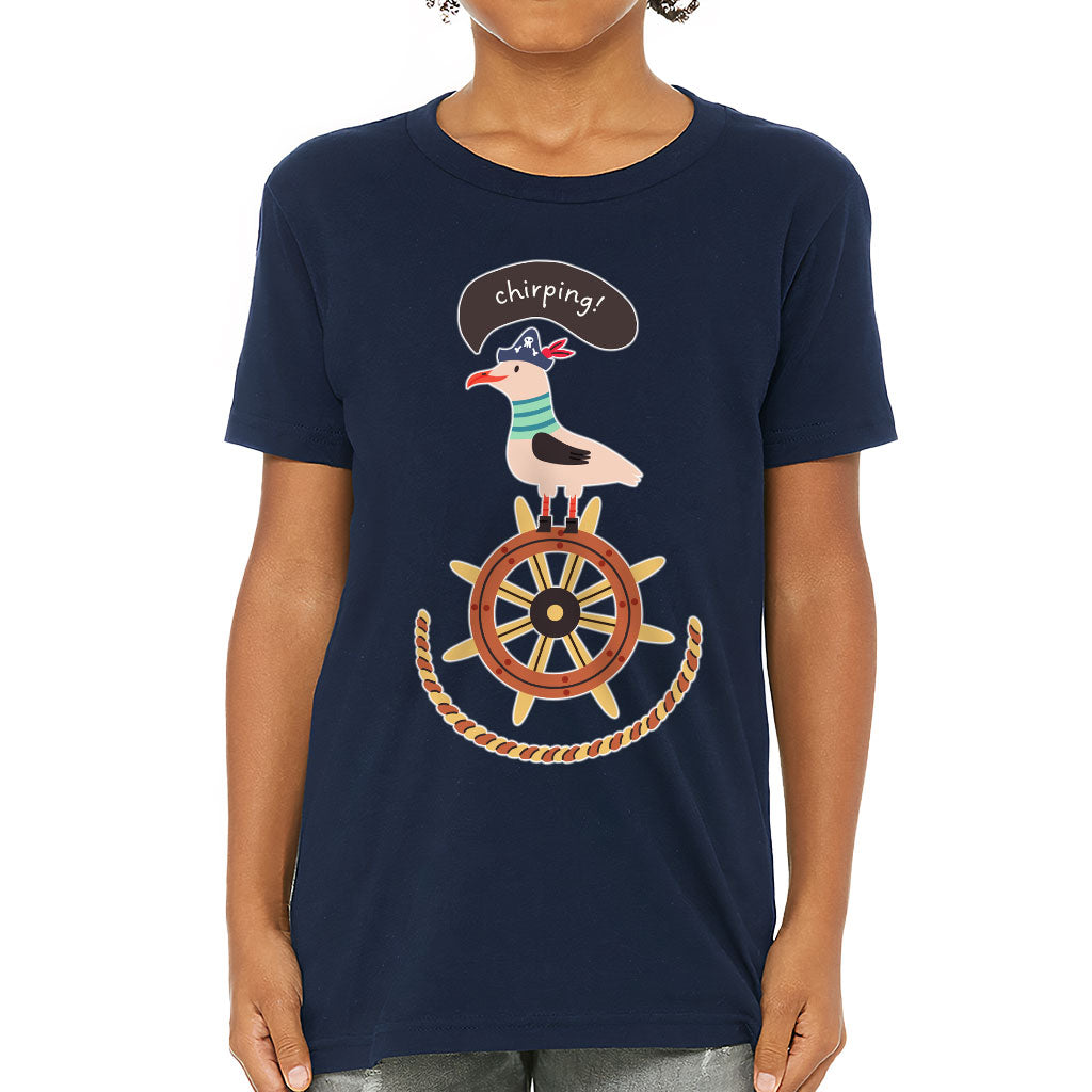 Sea Ship Themed Kids' T-Shirt - Bird T-Shirt - Printed Tee Shirt for Kids