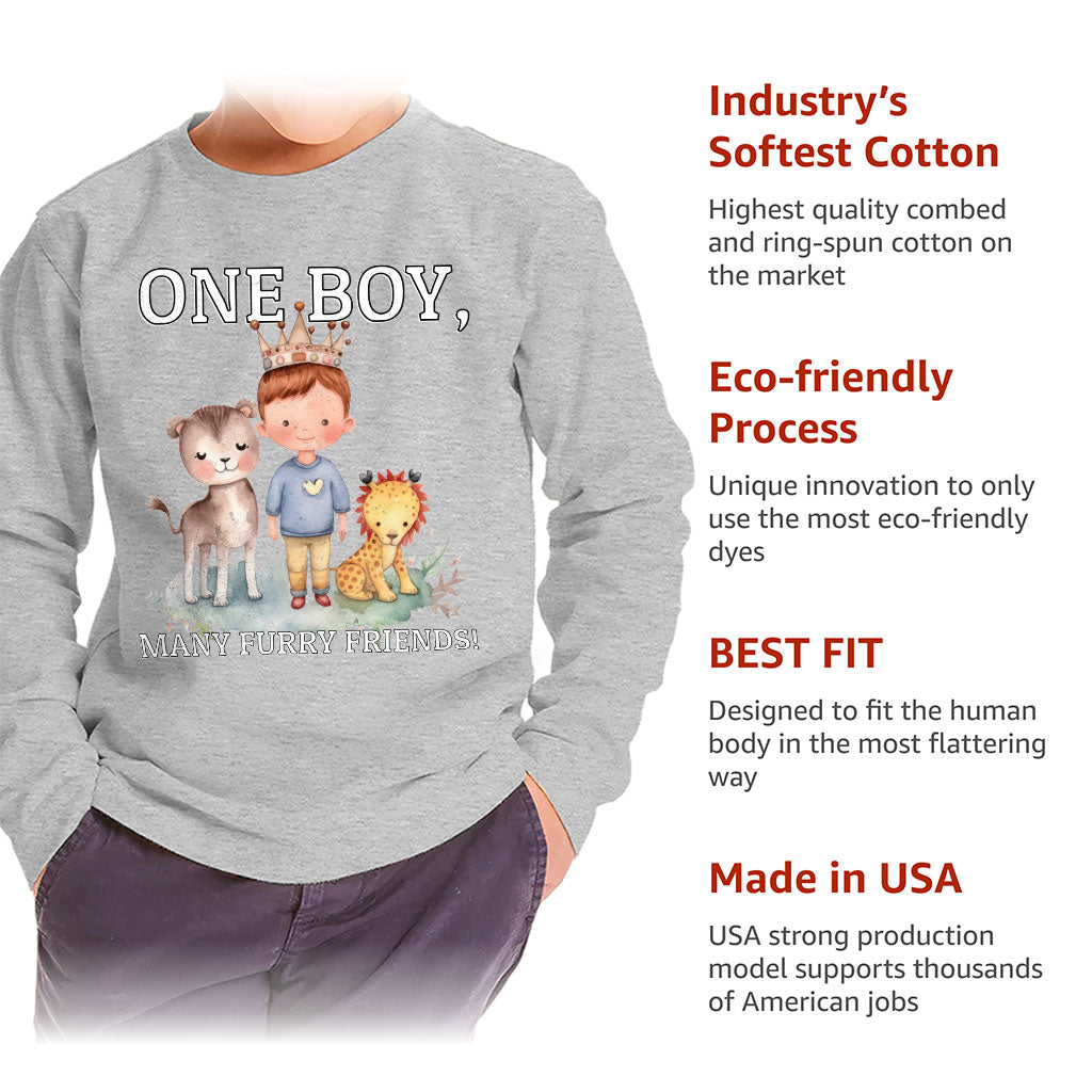 Many Furry Friends Toddler Long Sleeve T-Shirt - Animal Lover Kids' T-Shirt - Graphic Long Sleeve Tee