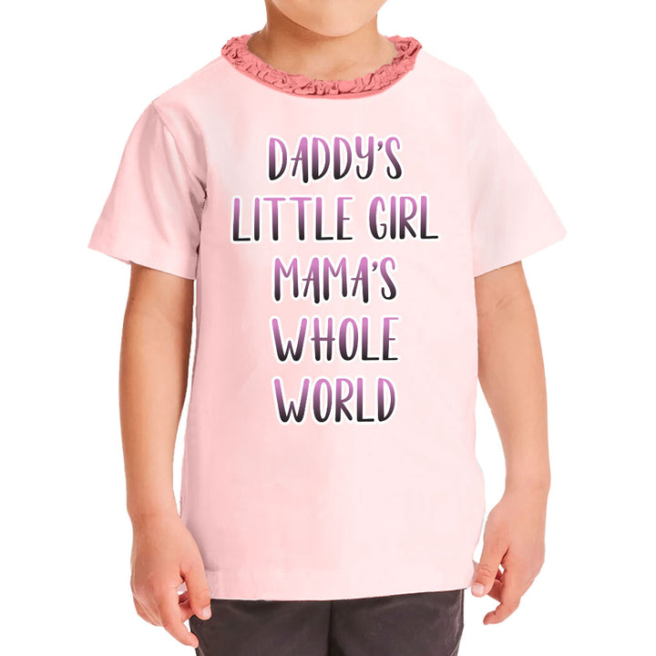 Daddy's Little Girl Girls' Ruffle Neck T-Shirt - Cute Toddler T-Shirt - Printed Ruffle Neck Tee