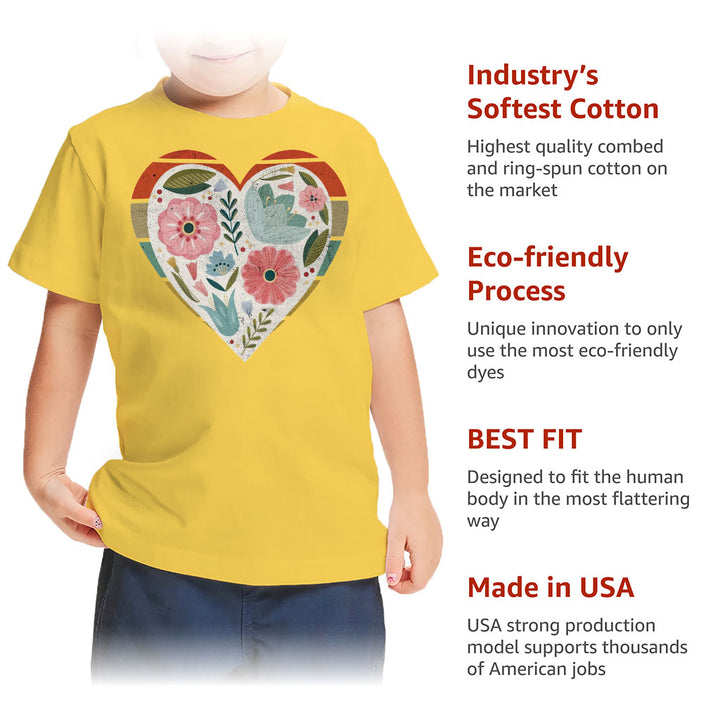 Flower Heart Toddler T-Shirt - Colorful Kids' T-Shirt - Printed Tee Shirt for Toddler