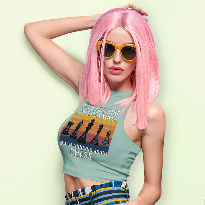 Chess Racerback Cropped Tank - Bright Women's Tank - Colorful Tank Top