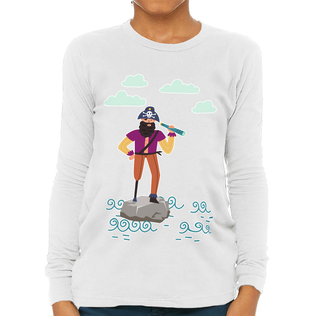 Cute Pirate Kids' Long Sleeve T-Shirt - Flag T-Shirt - Graphic Long Sleeve Tee