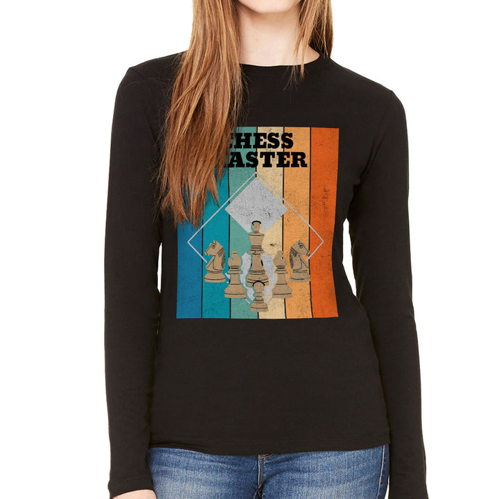 Chess Master Women's Long Sleeve T-Shirt - Board Game Long Sleeve Tee - Art T-Shirt