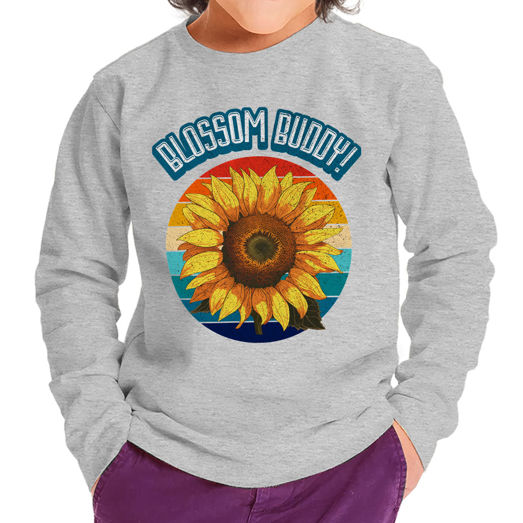 Blossom Buddy Toddler Long Sleeve T-Shirt - Flower Kids' T-Shirt - Plant Long Sleeve Tee